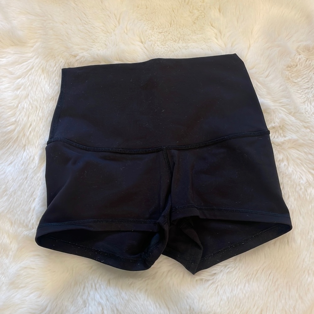 Black Lululemon yoga shorts.